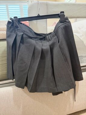 NWT Acne Studios Pleated Wool Blend Mini Skirt - Dark Grey - Size 42 10 US